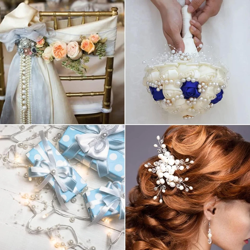 Perlengirlande Weiss 10m Deko Perlenkette Hochzeit - Bild 2 von 4