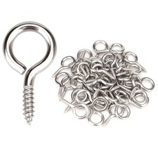 Aovchei 50pcs 304 Stainless Steel 1 Inches Eye Screws, Screw Hooks Heavy Du...