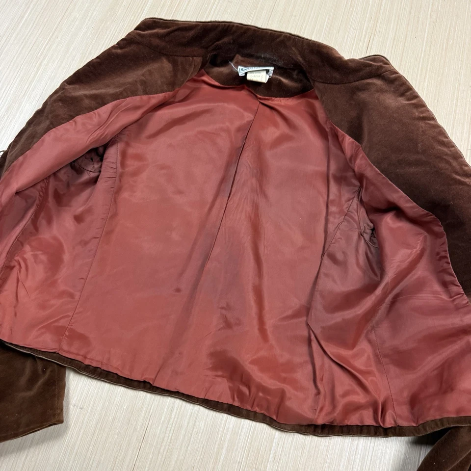Blazer de terciopelo vintage años 70 Campus informal California para mujer talla 7/8 pequeño Foto 3 de 4