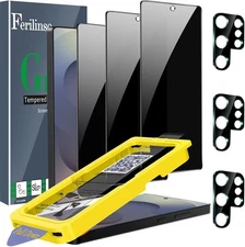 Ferilinso [Auto Dust Install] 3 Pack Privacy Screen Protector S25 Ultra Black 
