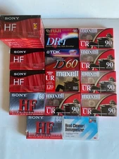 Lot of 17 Maxell TDK Sony Fuji Audio Cassette Tapes With Cleaning Tape