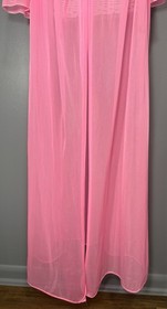 Vintage 60s Bubblegum Pink Long Peignoir Robe Empire Waist Chiffon Lingerie Med