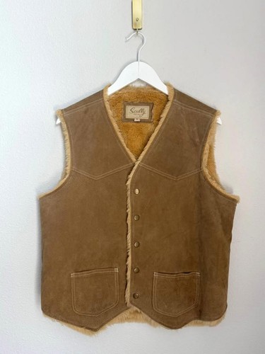 Scully Men’s Genuine Leather Western Fleece Hunter Vest Sz M