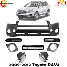 Front Bumper Cover Fascia & Lower Grille Kit For 2009-2012 Toyota RAV4