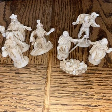Vtg 8 Pc Plastic Italy Nativity Jesus Mary Joseph Manger 3 Kings Shepherd boy 2”
