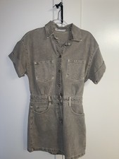 Zara Women  s Denim Green Romper Size Medium