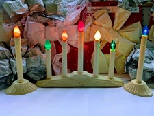 Vtg Christmas Electric Drip  Candolier Candles 5 Light Beacon & 2 Singles Works*