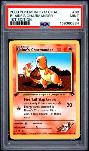 Blaine's Charmander (1st Edition) graded PSA 9 for sale on eBay