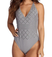 Windsor Women's Grey Rhinestone Crystal bodysuit NWT Sz S