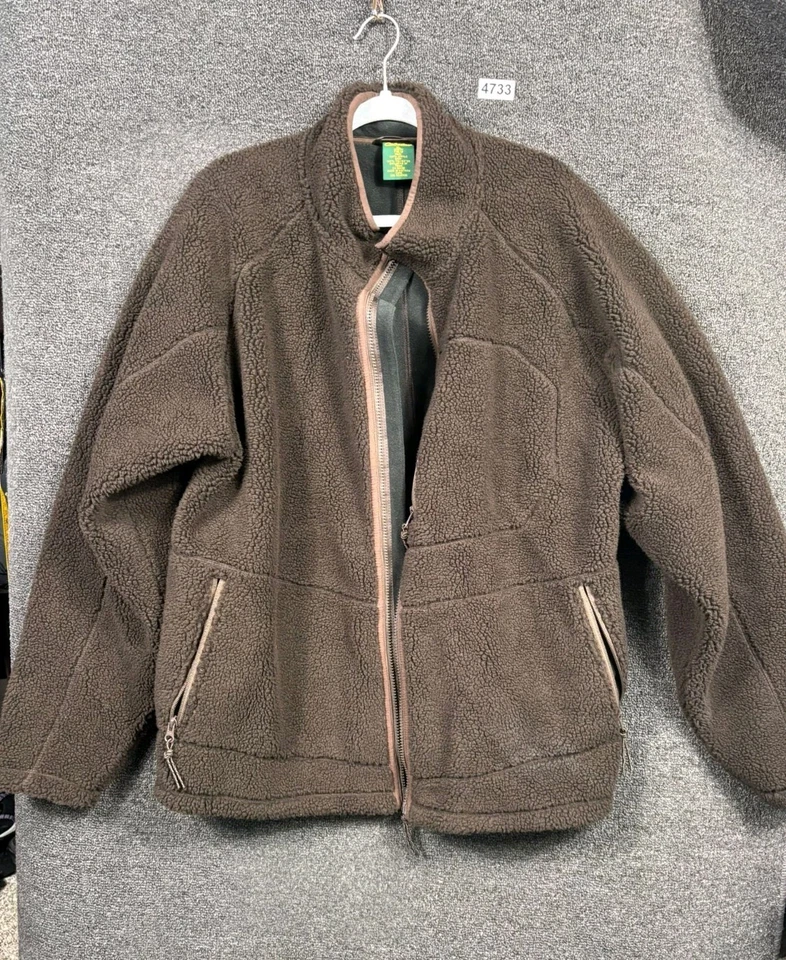 Chaqueta Cabela's Para Hombre XL Marrón Sherpa Vellón Cremallera Completa Bolsillos Exterior Pila Alta Foto 2 de 4