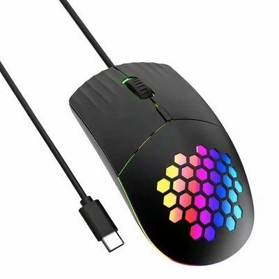 RGB Gaming Maus kabelgebunden 1600 DPI 7 programmierbare Tasten optischer Sensor PC Typ C