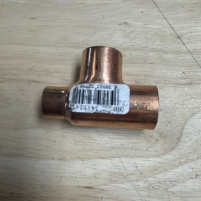 Mueller Streamline W01700D Copper Tee 3/4x1/2x3/4 Sweat Dia. in. (Pack of 10)
