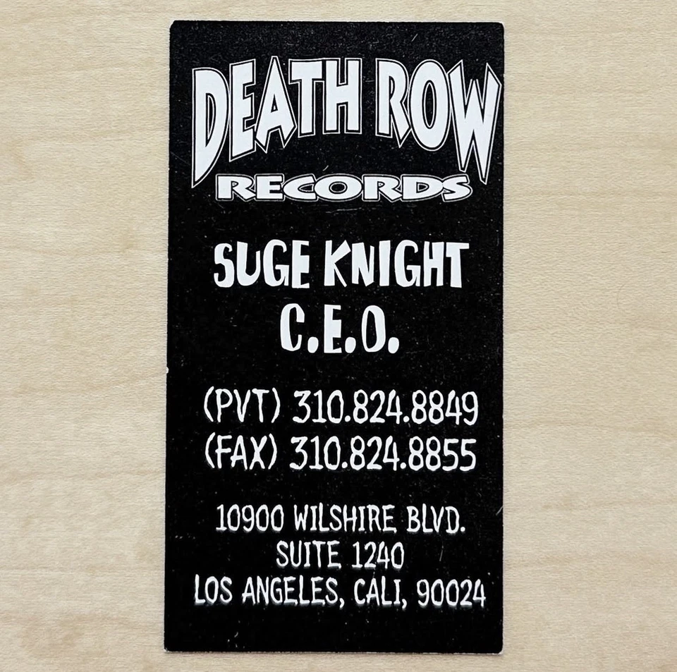 Suge Knight Death Row Records Business Card Rap Hip Hop 2Pac Dr. Dre Snoop Dogg - Image 2 of 2