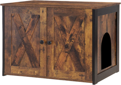 Litter Box Enclosure, Cat Litter Box Furniture Hidden, Reversible Entrance Can B