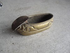 Vintage Small Brass Shoe Ashtray Figurine 1 1/4" Tall LOOK