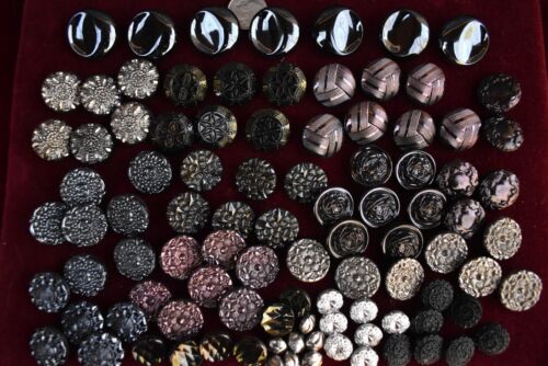 97 pcs LOT OLD CZECH RARE VINTAGE GLASS BUTTONS 1930´s ART-DECO - Picture 2 of 2