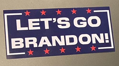 Glossy Bumper Sticker Pl1074 "Let's Go Brandon" USA Flag Bumper Sticker - 8.25"x3" Glossy Vinyl Political Decal (PL1074) Political Car Bumper Sticker - Foto 6