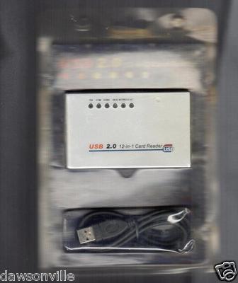 12-in-1 USB 2.0 Memory Card Reader USB Plug and Play LED indicator. Low power