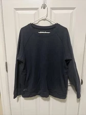 Bylt Mens Navy Long Sleeve Premium Crew Neck Pullover Pockets Sweatshirt Large