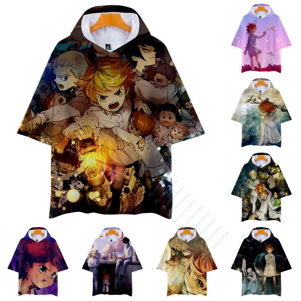 Anime The Promised NeverLand 3D Short Sleeve Loose Shirt Hoodie, Hooded T-Shirt