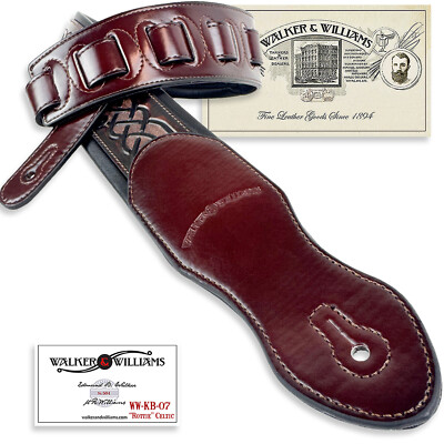 Walker And Williams KB-07 Walnut Brown Celtic Knot Design Padded Guitar Strap