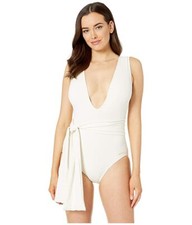 Vince Camuto L41418 Sand Plunge V-Neck Belted One-Piece Swimsuit Size 14