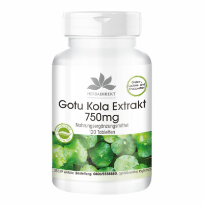 Gotu Kola Extrakt 750 mg - 120 Tabletten mit Zink + Vitamin C | herba direkt
