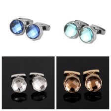 Men Octagonal Metal Crystal Rhinestone Cufflink Wedding Party Boxed Cuff Links