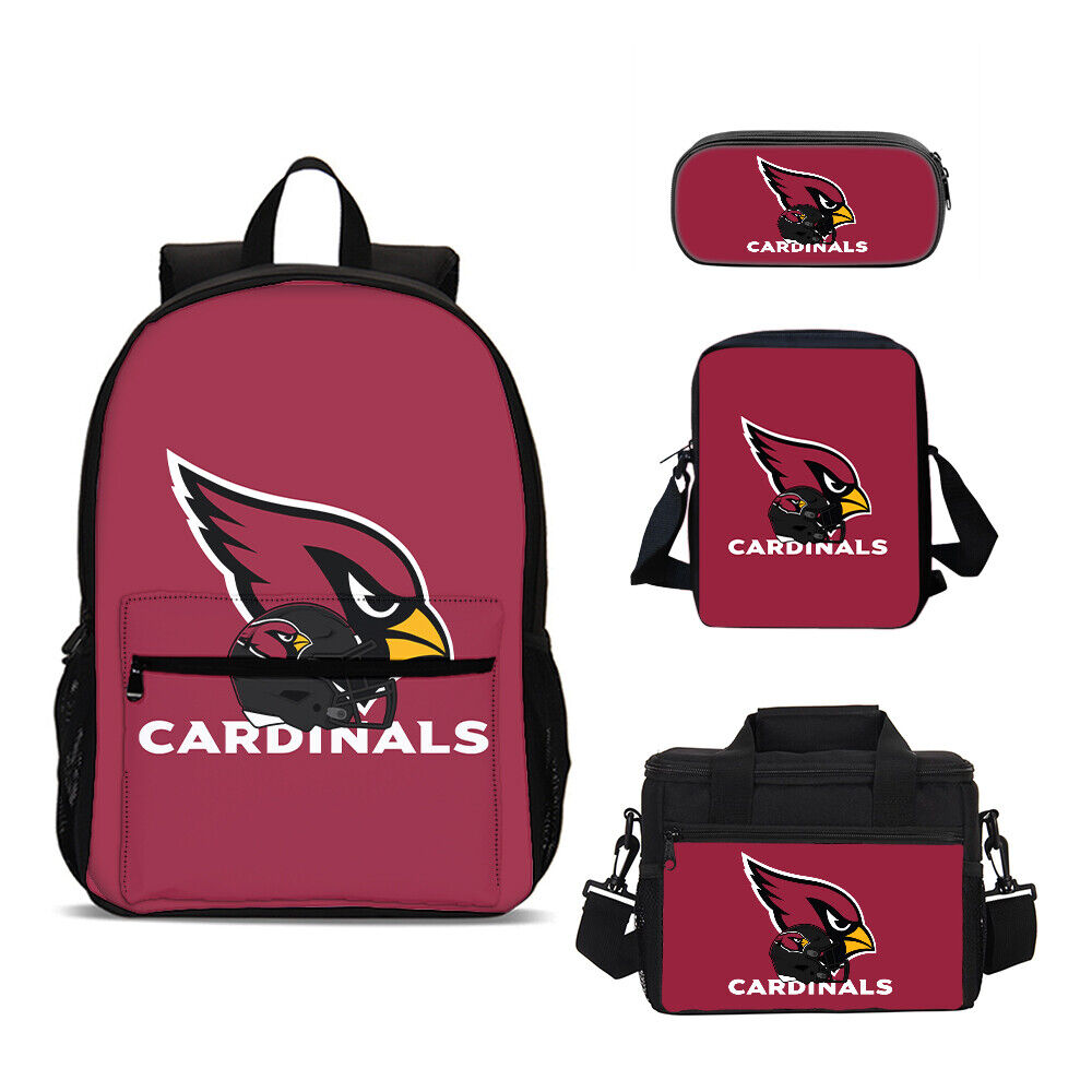 Arizona Cardinals Backpack Set 4PCS School Bag Lunch Bag Crossbody
