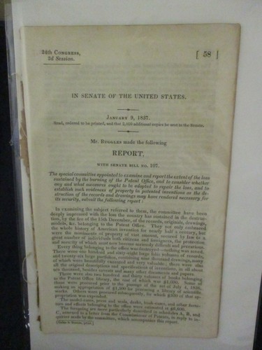 Regierungsbericht 1837 Patentamt Bibliothek Brandschaden Prüfungsgesetz # 107