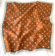 100 Silk 20  small Scarf Women neckerchief Wrap dot brown