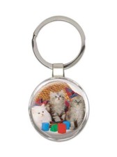 Cat : Gift Round Keychain Cute Kitten Pet Animal Feline Pets Lover Mom Dad
