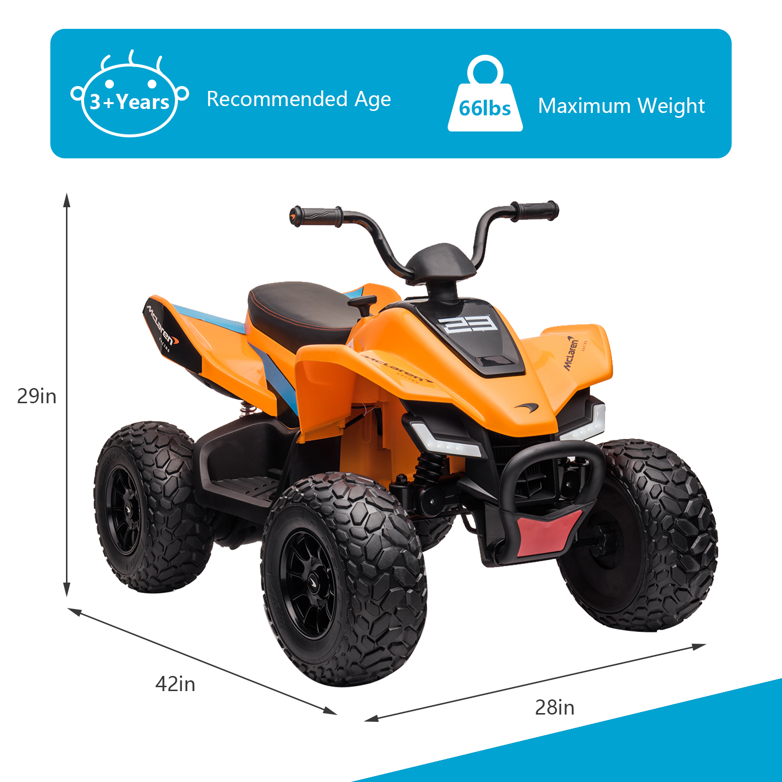 24V Kids Ride on Toy ATV Electric Car 4 Wheels Battery Powered Quad Toy