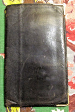 Vintage black leather with metal corner trim passport wallet