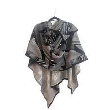 Chico’s One size Black and Metallic gold Mix Pattern Shawl Wrap Drape