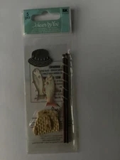 RARE Jolees Boutique Mini Fishing Fish Poles Hat Fishermen Scrapbook Stickers