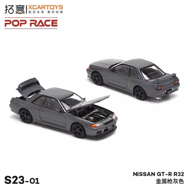 XCarToys x Pop Race 1:64 GT-R R32 Metallic Grey Diecast Model Car