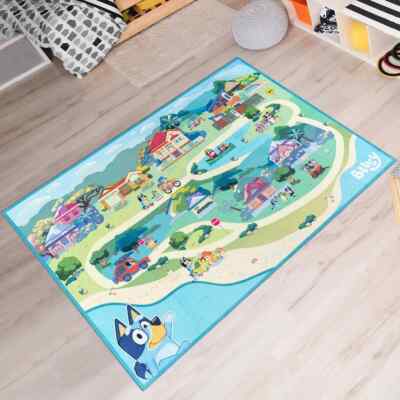 BLUEY CHARACTERS FAMILY KIDS CHILDRENS PLAYROOM RUGS AREA RUG WASHABLE ...