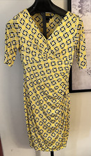 Lauren Ralph Lauren Women’s 4 Yellow Chain Faux Wrap Dress