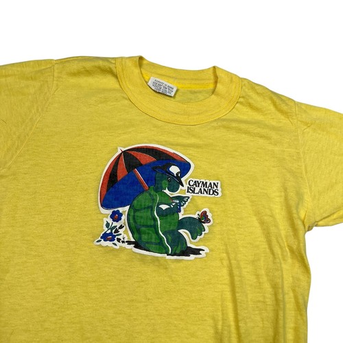Vintage 70s Cayman Islands Turtle Vacation 50/50 Tee T-Shirt Yellow Youth 10/12 - Picture 3 of 7