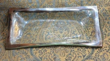 Annieglass vanity tray, server tray Silver Rim, signed 54/32