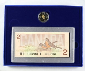 1996 $2 Canada Proof Polar Bear Coin & Bank Note Set With Box & COA