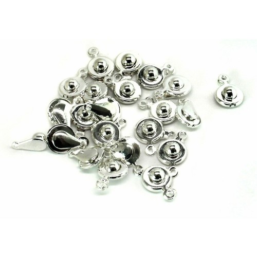 20 Ball & Socket Clasps Silver Plated Button Snaps Trailer Hitch 10mm