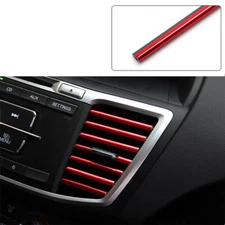 10Pcs Bright Strips Moulding Trim For Car Air Conditioner Outlet Vent Grille Red