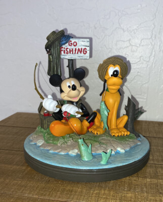 Disney Gone Fishing Mickey & Pluto figurine Art By Charles and