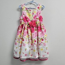 Ashley Ann Girls Dress Size 5 Pink White Floral Special Occasion Lined