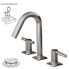 Bwe Widespread Bath Faucet 2Handle High-Arc WaterSaving Drain Kit Brushed Nickel
