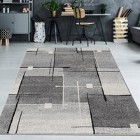 Moderner Teppich Mit Abstrakten Quadraten Schwarz Grau