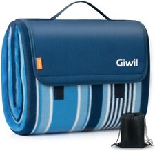 Extra Large Picnic/Beach Blanket Mat for Outdoor Use/ Waterproof - Blue Stripes
