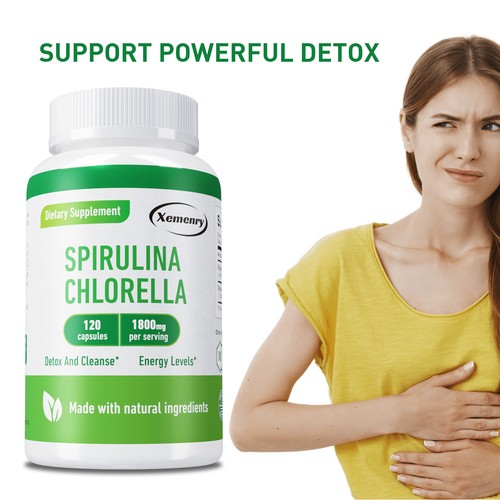 Spirulina Chlorella 1800mg -Heart and Immune Booster,Detox and Cleansing Support